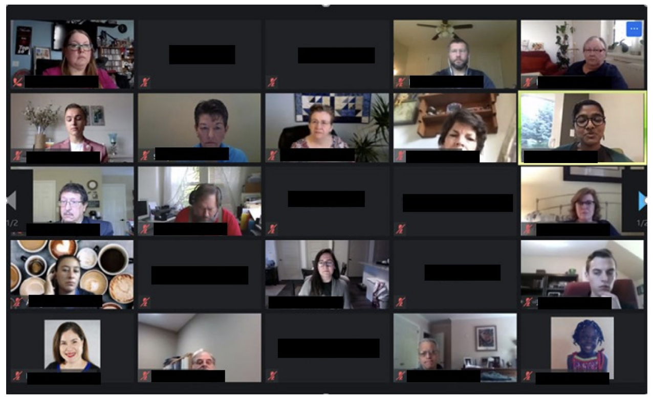 Screenshot of students and teachers on a Zoom call