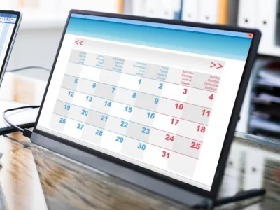 View of a digital calendar on a tablet screen
