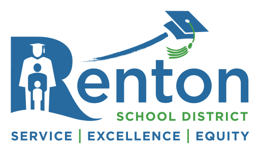 Renton School District logo with tagline: service, excellence, equity