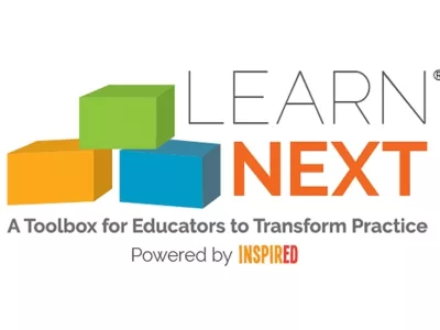 Learn Next logo, showing three colorful boxes and the words, "A Toolbox for Educators to Transform Practice, powered by INSPIRED"
