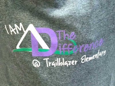 Gray T-shirt that reads "I am the difference at Trailblazer Elementary"

