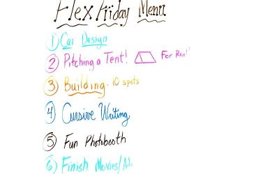 Example of a Flex Friday menu with ideas listed in different colors